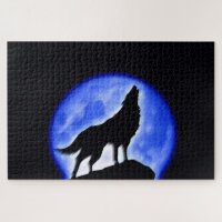 Wolf Fullmoon & Blue Night - Wilde Tiere Art