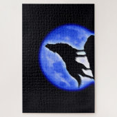 Wolf Fullmoon & Blue Night - Wilde Tiere Art Puzzle (Vertikal)