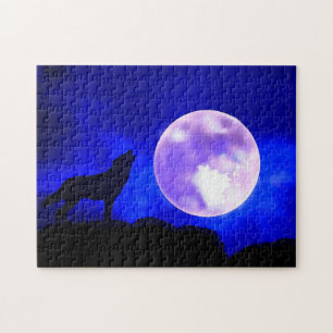 Wolf Fullmoon & Blue Night - Wilde Tiere Art Puzzle