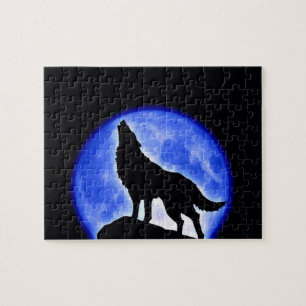 Wolf Fullmoon & Blue Night - Wilde Tiere Art Puzzle