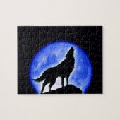 Wolf Fullmoon & Blue Night - Wilde Tiere Art Puzzle (Horizontal)