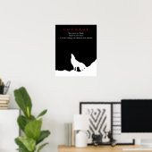 Wolf Fullmoon Night Motivierend Courage Poster (Heimbüro)