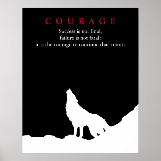 Wolf Fullmoon Night Motivierend Courage Poster (Vorne)