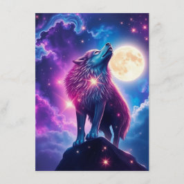 Wolf-Galaxie-Sterne-Kosmische-Geburtstagsfeier Einladung