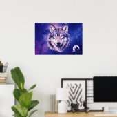 Wolf-Galaxie-Sterne-Kosmischer Geburtstag  Poster (Heimbüro)