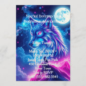 Wolf Galaxy Stars Cosmic Birthday Party Einladung (Rückseite)
