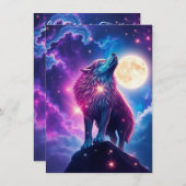 Wolf Galaxy Stars Cosmic Birthday Party Einladung (Vorne/Hinten)