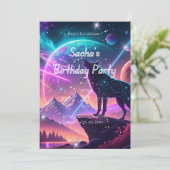 Wolf Galaxy Stars Einladung zur kosmischen Geburts (Stehend Vorderseite)