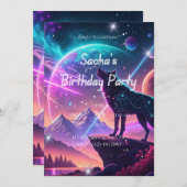 Wolf Galaxy Stars Einladung zur kosmischen Geburts (Vorne/Hinten)