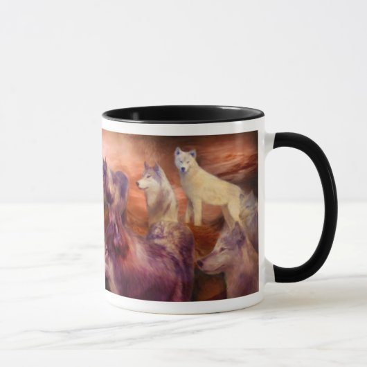Wolf-Gebirgskunst-Tasse Tasse (Rechts)