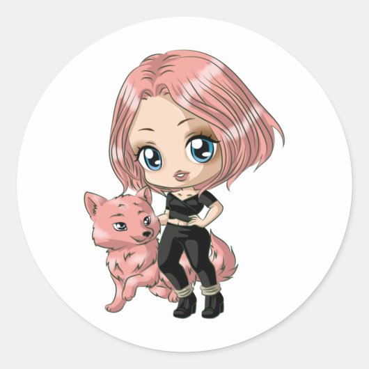 Wolf Geboren Chibi Stickers (Vorderseite)