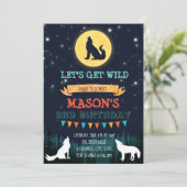 Wolf Geburtstagsfeier Einladung (Stehend Vorderseite)