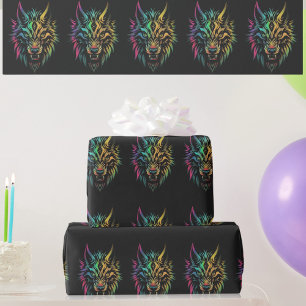 Wolf Geist Fenrir Wölfe Gesicht Geschenkverpackung Geschenkpapier