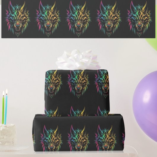 Wolf Geist Fenrir Wölfe Gesicht Geschenkverpackung Geschenkpapier