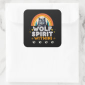 Wolf Geist im Inneren Quadratischer Aufkleber (Tasche)