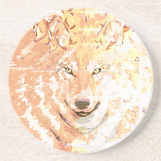 Wolf-Geist-Kunstwerk Getränkeuntersetzer (Vorne)