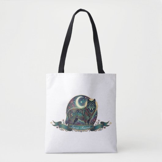 Wolf-Geist-Tier Himmels-Art Nouveau Tasche (Vorderseite)
