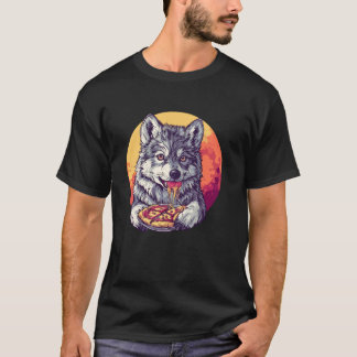 Wolf genießt leckere Pizza T-Shirt
