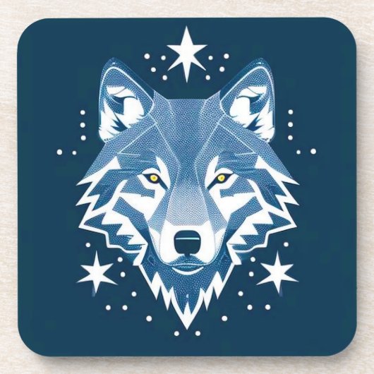 Wolf Geometric Illustration Getränkeuntersetzer (Vorderseite)