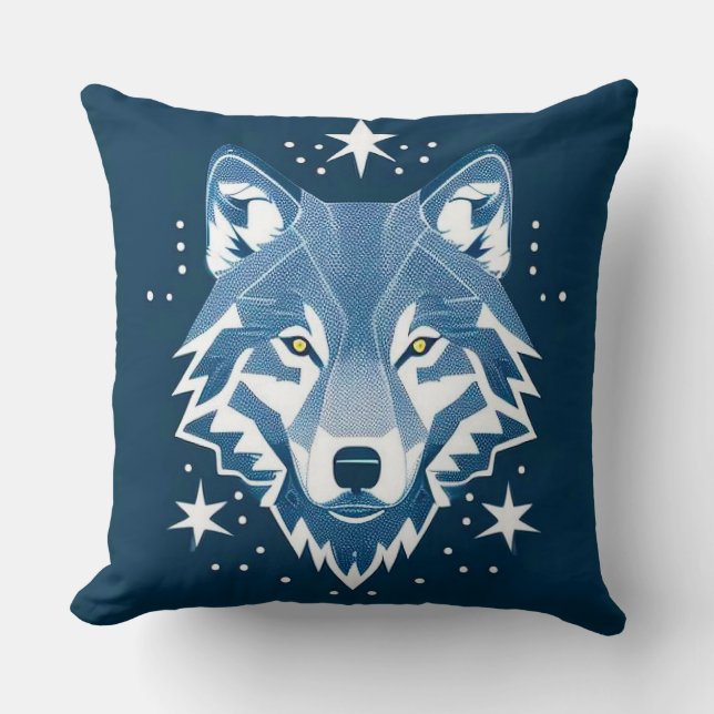 Wolf Geometric Illustration Kissen (Vorderseite)