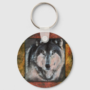 Wolf gerahmt schlüsselanhänger