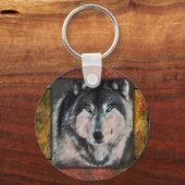 Wolf Gerahmt Schlüsselanhänger (Vorderseite)