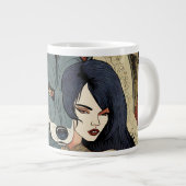 Wolf Geschenk Frau Jugendstil Russland Ornament Jumbo-Tasse (Vorderseite Rechts)