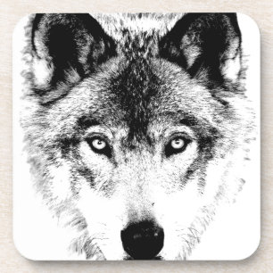 Wolf-Gesicht. Digital-Tier-Bild Getränkeuntersetzer