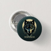 Wolf Gesicht Fenrir Stammeskrieger keine Angst Fen Button (Vorne & Hinten)