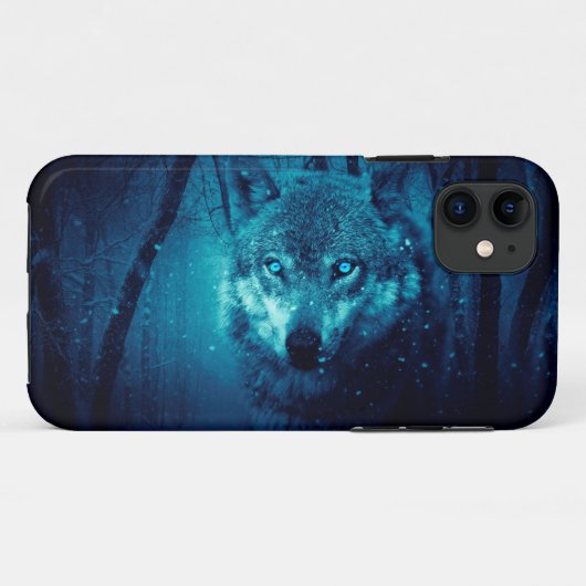 Wolf Gesicht im dunklen Fantasy-Wald Case-Mate iPhone Hülle (Rückseite (Horizontal))