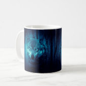 Wolf Gesicht im dunklen Fantasy-Wald Kaffeetasse (Vorderseite Links)