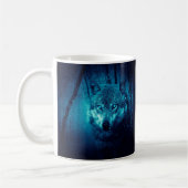 Wolf Gesicht im dunklen Fantasy-Wald Kaffeetasse (Links)