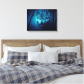 Wolf Gesicht im dunklen Fantasy-Wald Leinwanddruck (Insitu (Schlafzimmer))