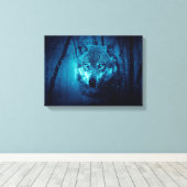 Wolf Gesicht im dunklen Fantasy-Wald Leinwanddruck (Insitu (Holzboden))