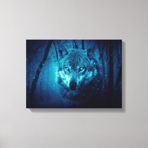 Wolf Gesicht im dunklen Fantasy-Wald Leinwanddruck