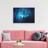 Wolf Gesicht im dunklen Fantasy-Wald Leinwanddruck (Insitu (Wohnzimmer))