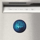 Wolf Gesicht im dunklen Fantasy-Wald Magnet (In Situ (Geschirrspüler))