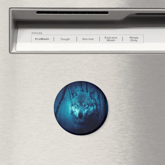 Wolf Gesicht im dunklen Fantasy-Wald Magnet (In Situ (Geschirrspüler))