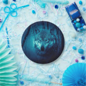Wolf Gesicht im dunklen Fantasy-Wald Pappteller (Party)