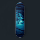 Wolf Gesicht im dunklen Fantasy-Wald Skateboard<br><div class="desc">Wölfe Tiere Tiercanis,  lupus Säugetier,  Hunde Wölfe Kunst,  Schnee wild blaue Augen,  graue Tiere Kreatur Gesicht,  Raubtiere alaska Wald Natur,  wütend kalte arktische gefährlich,  Nachtwolf Tiere,  canis lupus Säugetier Bestie,  Hunde Hunde Hunde Wölfe</div>