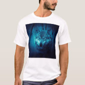 Wolf Gesicht im dunklen Fantasy-Wald T-Shirt (Vorderseite)
