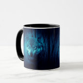 Wolf Gesicht im dunklen Fantasy-Wald Tasse (Vorderseite Links)