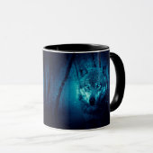 Wolf Gesicht im dunklen Fantasy-Wald Tasse (VorderseiteRechts)