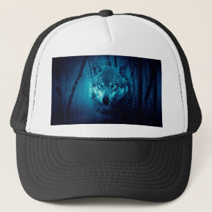Wolf Gesicht im dunklen Fantasy-Wald Truckerkappe