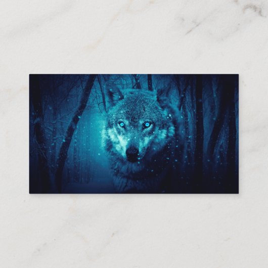 Wolf Gesicht im dunklen Fantasy-Wald Visitenkarte (Rückseite)