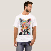 Wolf Gesicht mit abstrakter Geometrie T-Shirt (Vorne ganz)