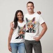 Wolf Gesicht mit abstrakter Geometrie T-Shirt (Unisex)