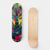 Wolf-Gesicht Neon-Graffiti-Kunst – Limitierte Edit Skateboard (Vorderseite)