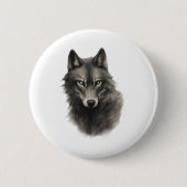 Wolf-Gesichtsaufkleber Button (Vorderseite)
