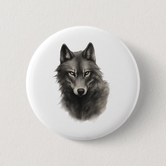 Wolf-Gesichtsaufkleber Button (Vorderseite)